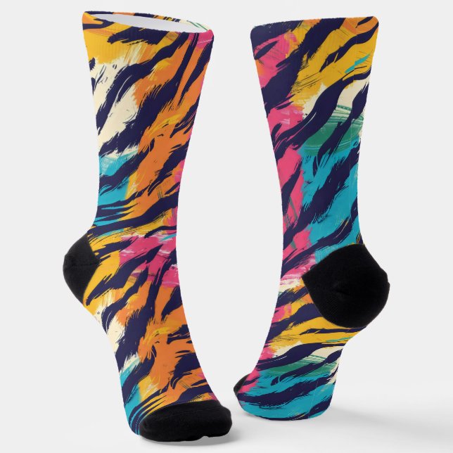Colorful Tiger Stripes Socks (Angled)