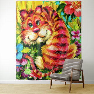 colorful tiger tapestry