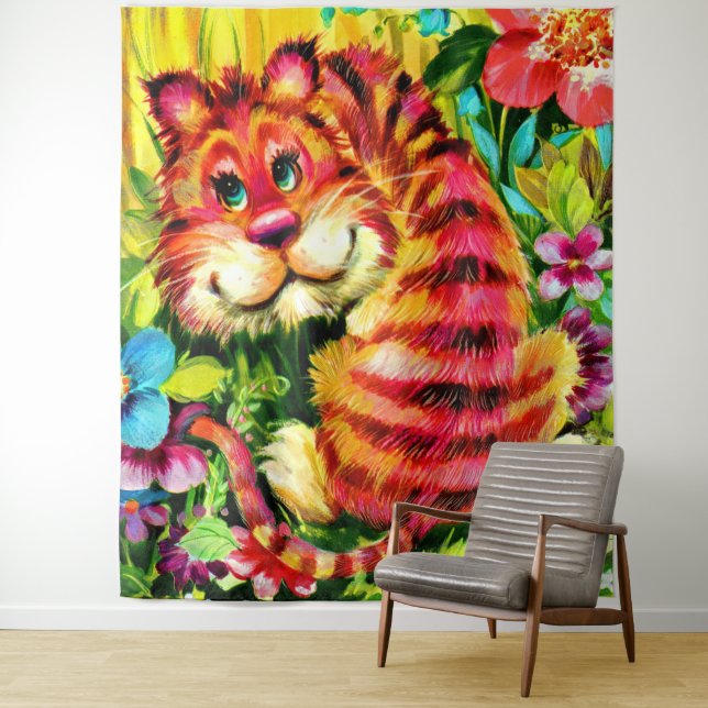 colorful tiger tapestry (In Situ)