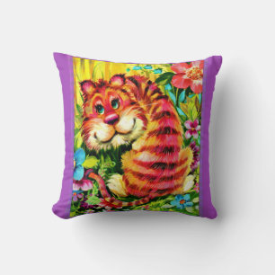 colorful tiger throw pillow
