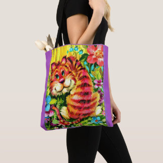 colorful tiger tote bag