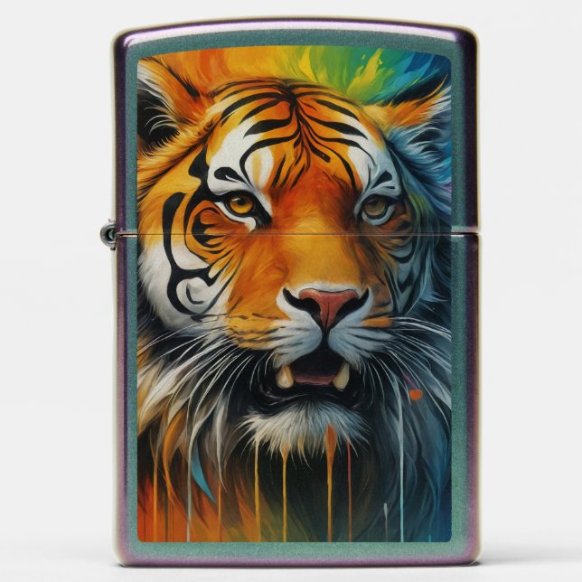 Colorful Tiger Zippo Lighter (Front)