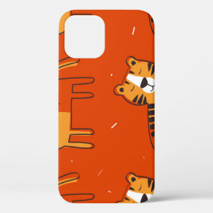 Colorful Tigers Hand Drawn Decor iPhone 12 Case