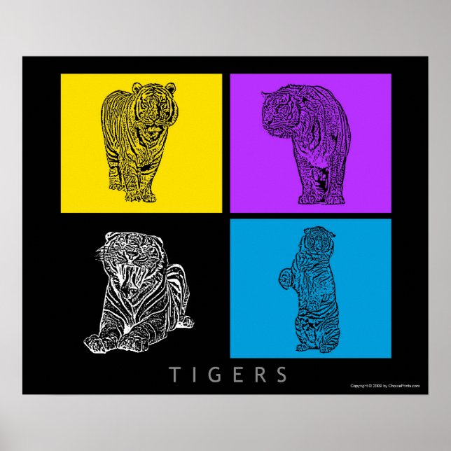 Colorful Tigers Poster (Front)