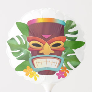Colorful Tiki and Flowers Balloon