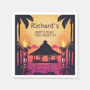 Colorful Tiki Hawaiian Birthday Party Napkins