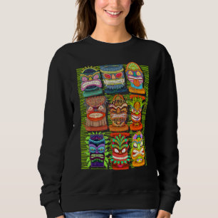 Colorful Tiki Mask Hawaiian Statue Polynesian Tiki Sweatshirt