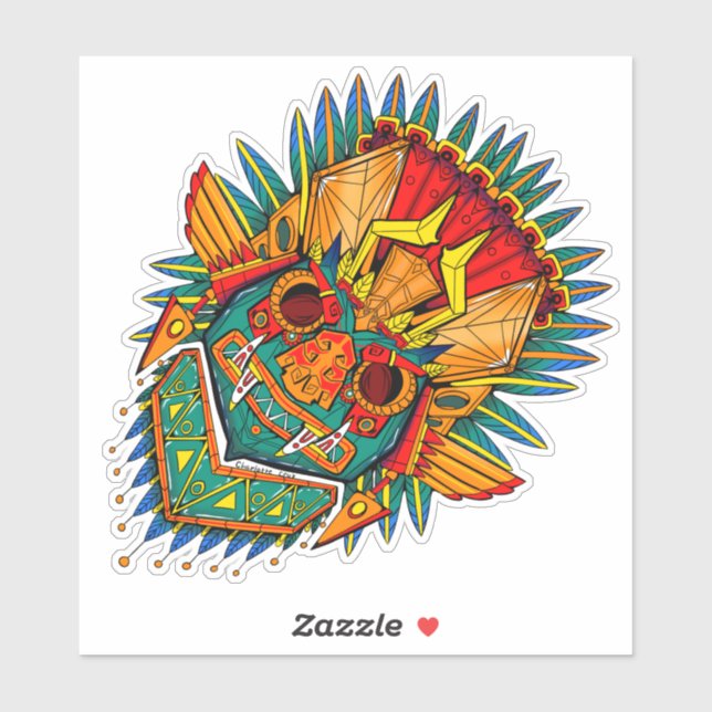 Colorful Tiki mask sticker  (Sheet)