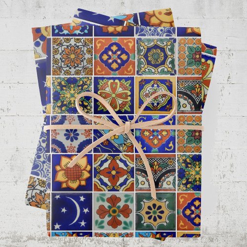 Colorful Tile Mexican Talavera Print On Demand Wrapping Paper Sheets
