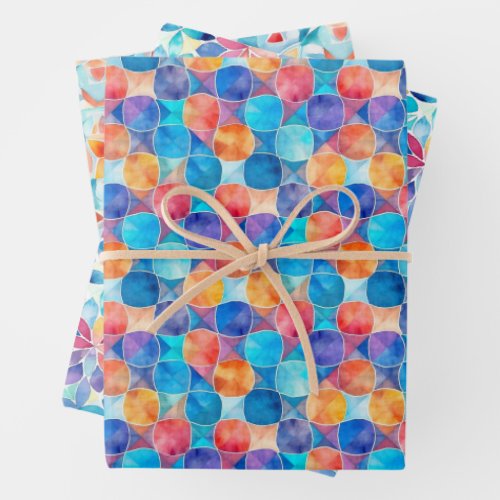 COLORFUL TILE PATTERN GIFT WRAPPING PAPER SHEETS