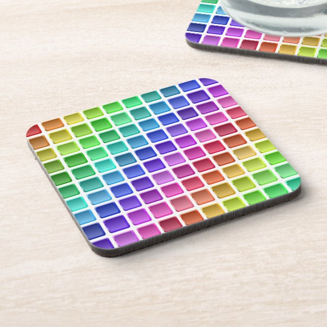COLORFUL TILE SQUARES BEVERAGE COASTER (Left Side)