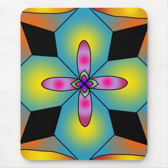Colorful tile style mandala  mouse pad (Front)