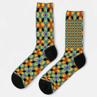 Colorful tile style mandala socks