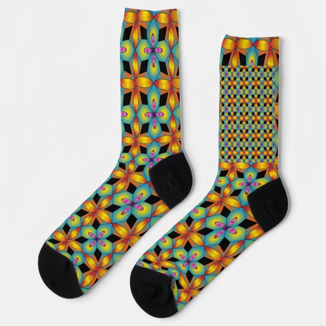 Colorful tile style mandala  socks (Left)