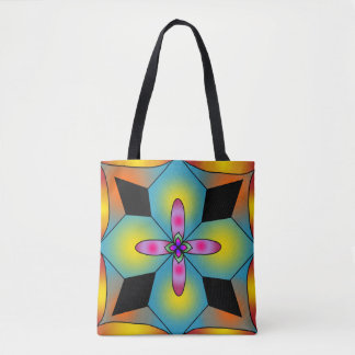 Colorful tile style mandala tote bag