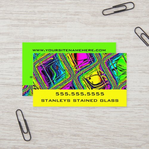 Colorful Tiled Stained Glass Look Business Card