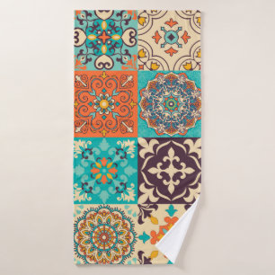 Colorful tiles Azulejos. Traditional Portuguese or Bath Towel