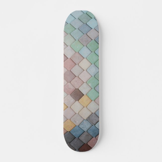 Colorful Tiles Pattern Skateboard (Front)
