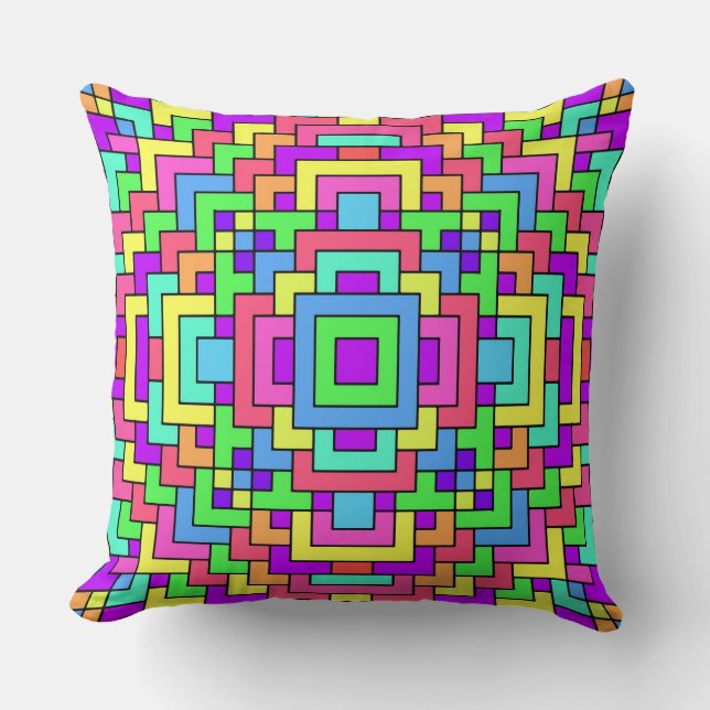 Colorful Tiles Throw Pillow (Front)