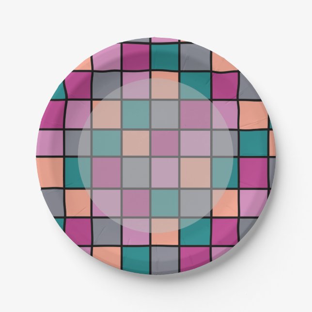 Colorful Tiles with Lighter Main Area Paper Plates (Front)