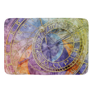 Colorful Time Astrology Abstract Bath Mat
