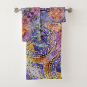 Colorful Time Astrology Abstract Bath Towel Set