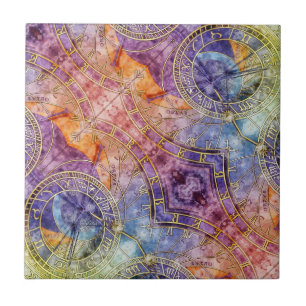 Colorful Time Astrology Abstract Ceramic Tile