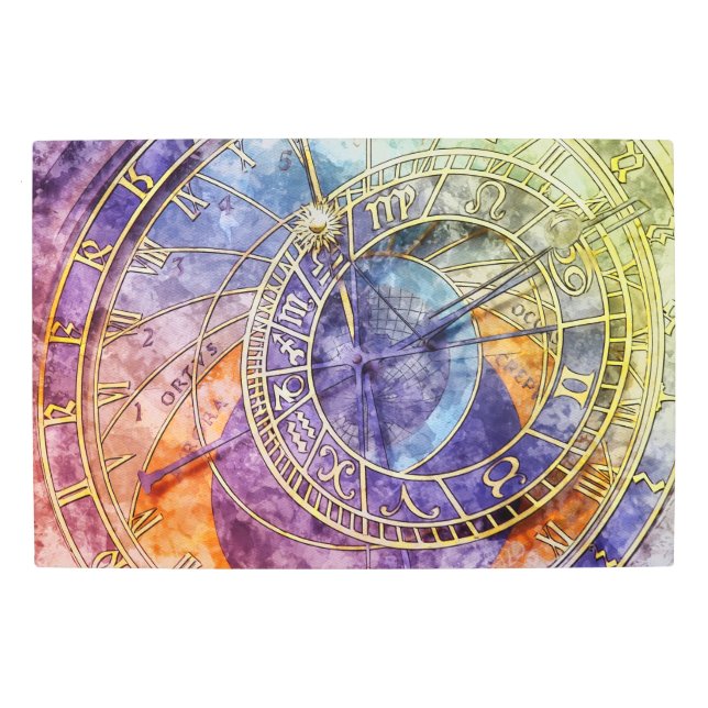 Colorful Time Astrology Abstract Metal Print (Front)
