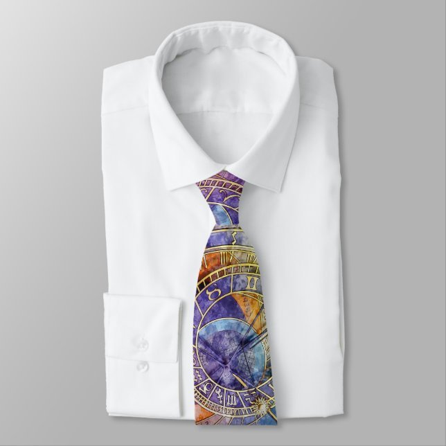 Colorful Time Astrology Abstract Neck Tie (Tied)
