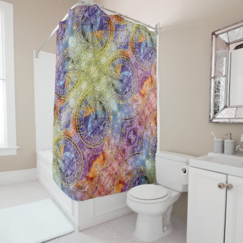 Colorful Time Astrology Abstract Shower Curtain