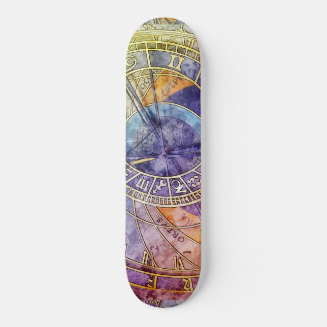 Colorful Time Astrology Abstract Skateboard (Front)