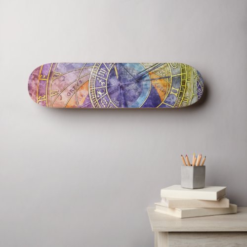 Colorful Time Astrology Abstract  Skateboard