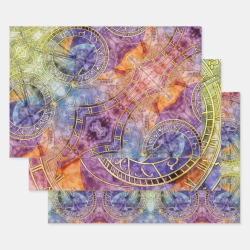 Colorful Time Astrology Abstract Wrapping Paper Sheets