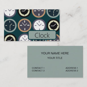 Colorful Time Clock Pattern Repair Watchmaker Business Card