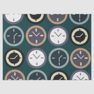 Colorful Time Clock Pattern Watchmaker Birthday Tissue Paper