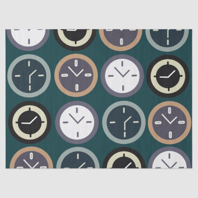 Colorful Time Clock Pattern Watchmaker Birthday Tissue Paper (Front)