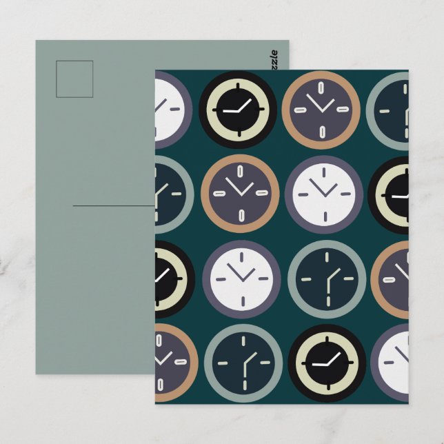 Colorful Time Clock Pattern Watchmaker  Postcard (Front/Back)
