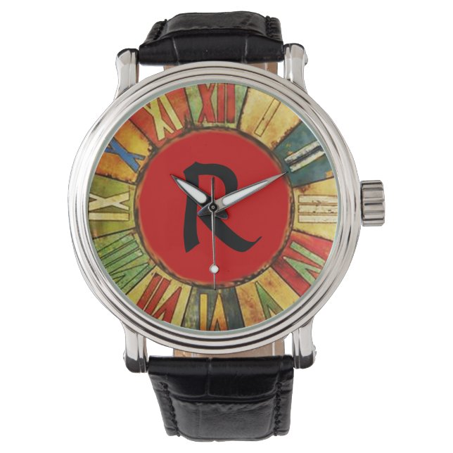 COLORFUL TIME RED BLACK MONOGRAM WATCH (Front)