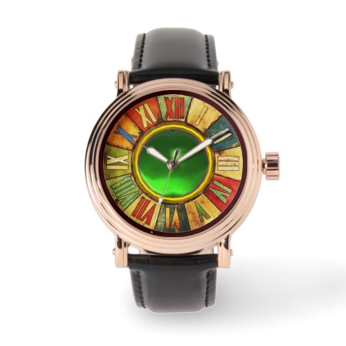 COLORFUL TIME WITH BRIGHT PRINTED EMERALD GEMSTONE WATCH