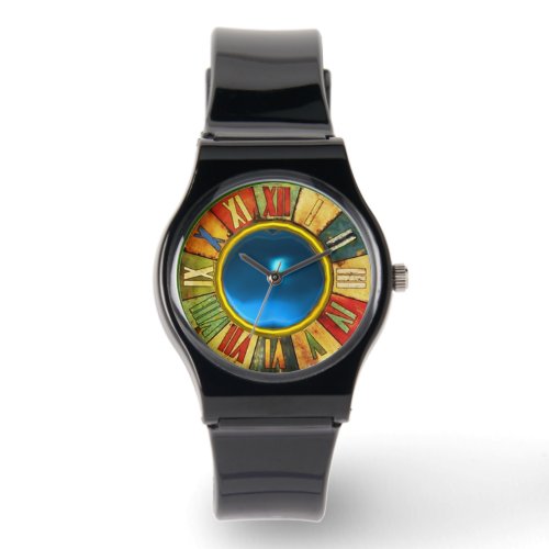 COLORFUL TIME WITH PRINTED BLUE SAPPHIRE GEMSTONE WATCH