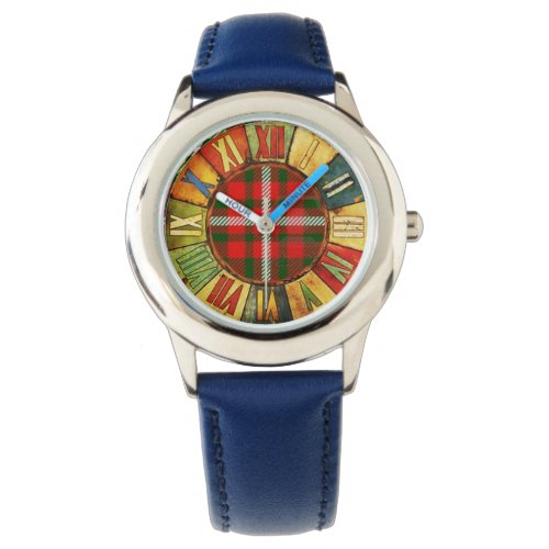 COLORFUL TIME WITH WHITE GREEN RED SCOTTISH TARTAN WATCH