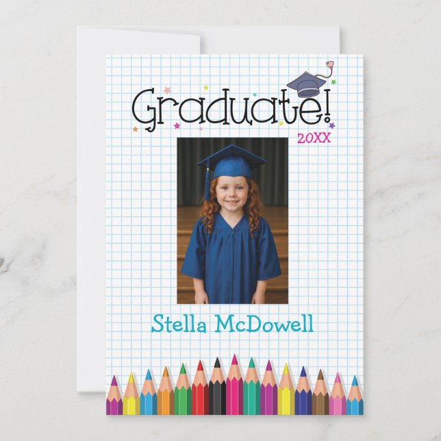 Colorful Tiny Grad Graduation Invitation (Front)