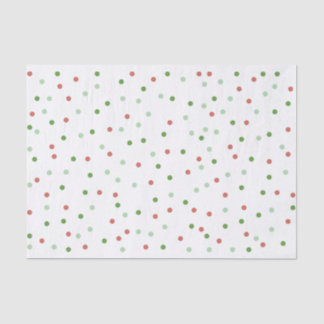 Colorful Tiny Red & Green Circles on White Pattern Tissue Paper