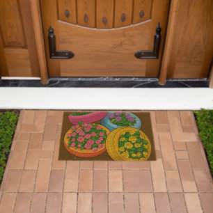 Colorful Tire Planters – Bright Floral Garden Fiber Doormat