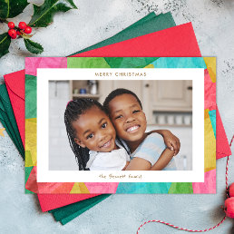Colorful Tissue Paper Horizontal Christmas Photo Holiday Card