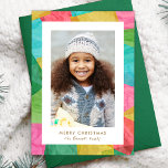 Colorful Tissue Paper Vertical Christmas Photo Holiday Card<br><div class="desc">This fun, bright Christmas holiday card features a vertical oriented photo template and a colorful tissue paper design. The tissue paper is overlapped and has an almost decoupage look. The back of the card contains a matching tissue paper design of overlapping Christmas trees. This playful card evokes a sense of...</div>