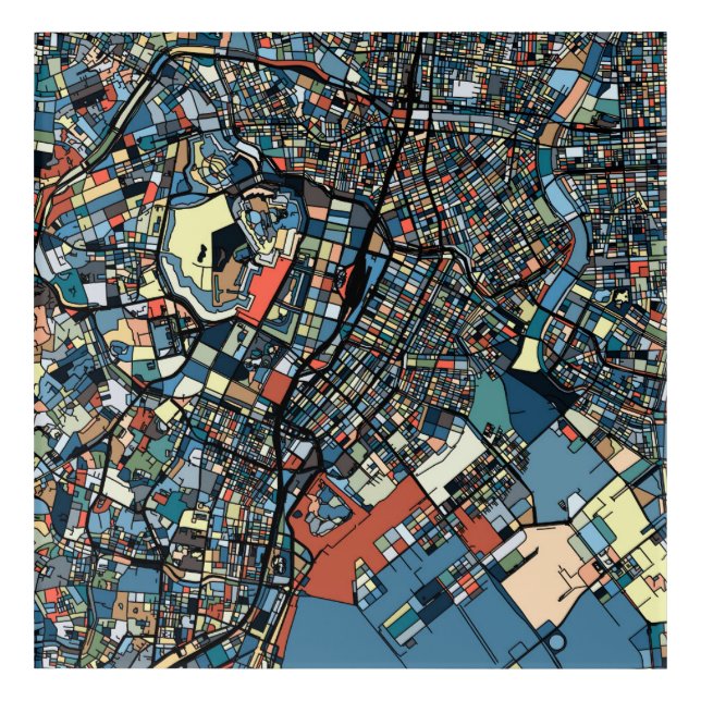Colorful Tokyo Map Acrylic Print (Front)