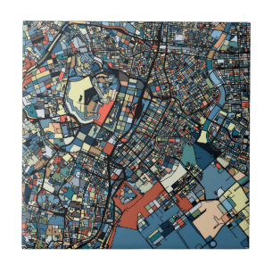 Colorful Tokyo Map Ceramic Tile