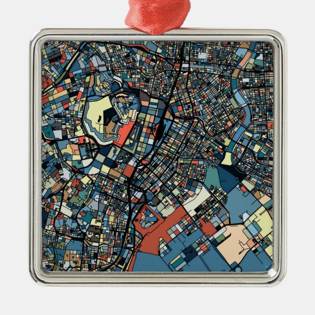 Colorful Tokyo Map Metal Ornament (Front)
