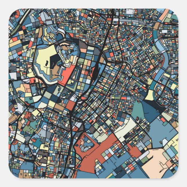 Colorful Tokyo Map Square Sticker (Front)